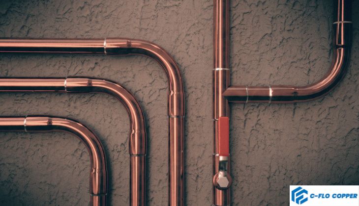 copper pipes in concrete